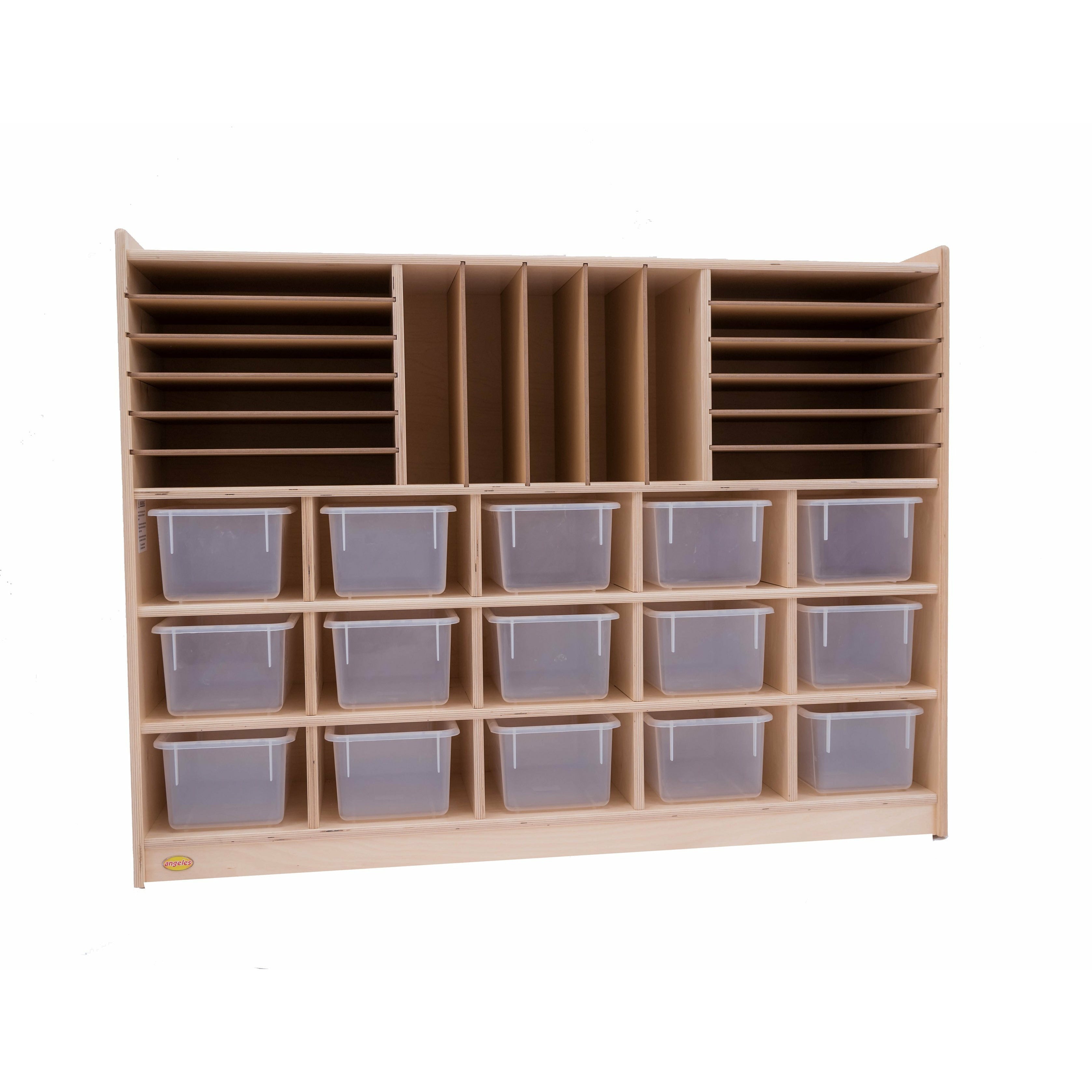 Sectioned Storage Cabinet with Clear Trays