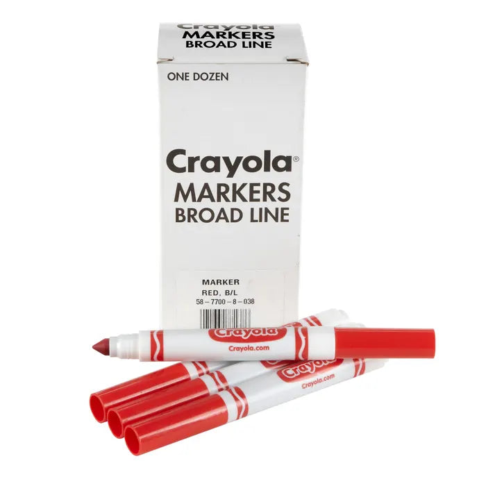 Crayola Marker Pack, Broad Line, Red, Pack of 12