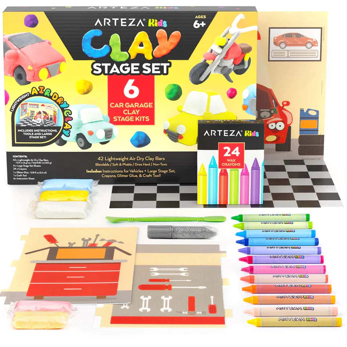 Kids Clay, Car Garage - 6 Clay Stage Kits