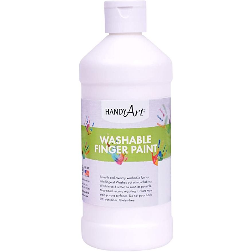 Washable Finger Paint, White, 16 oz, Pack of 6