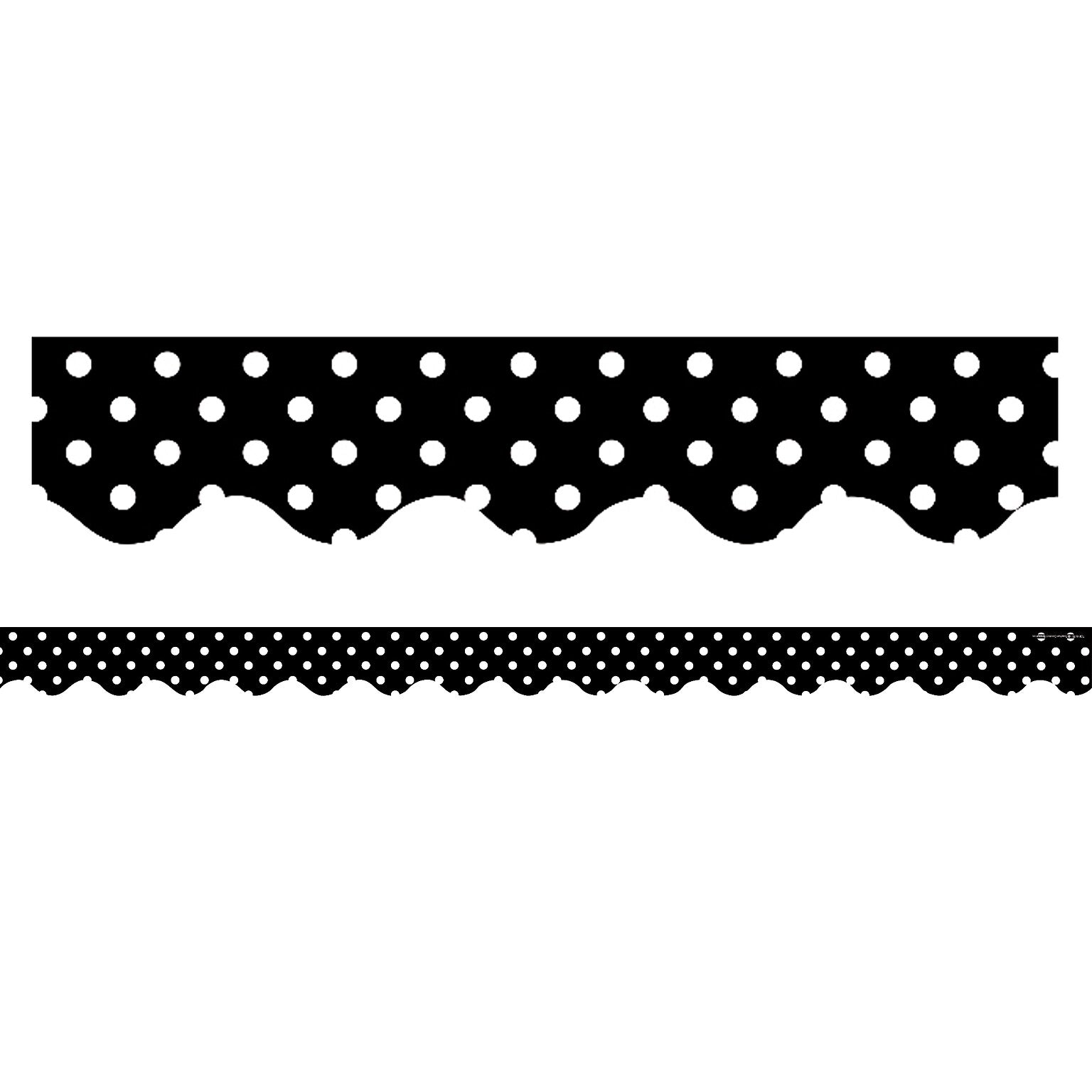 Black Mini Polka Dots Border Trim, 35 Feet Per Pack, 6 Packs