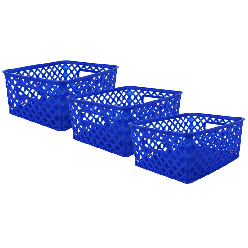 Woven Basket, Small, Blue, Pack of 3