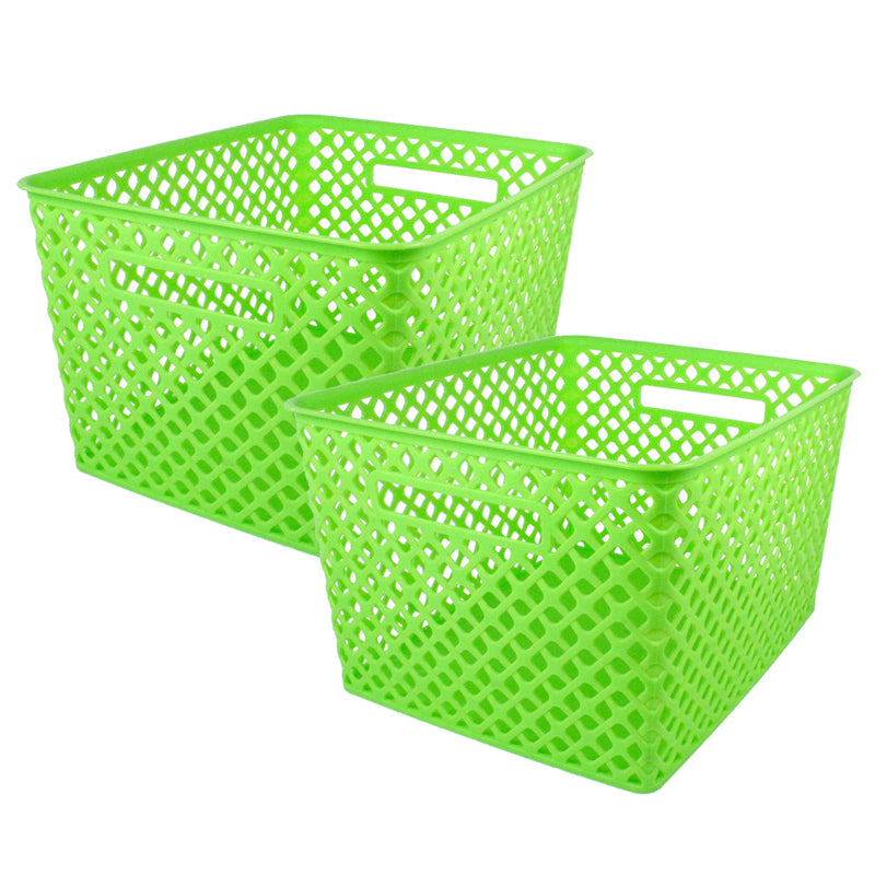 Woven Basket, Large, Lime, Pack of 2