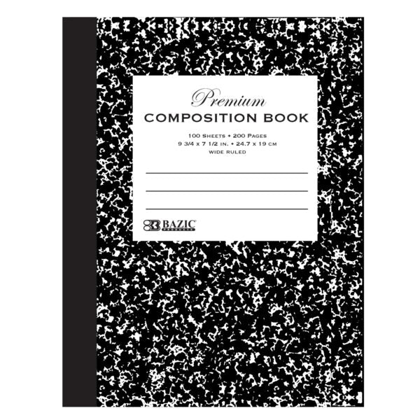 BAZIC W/R 100 Ct. Black Marble Composition Book