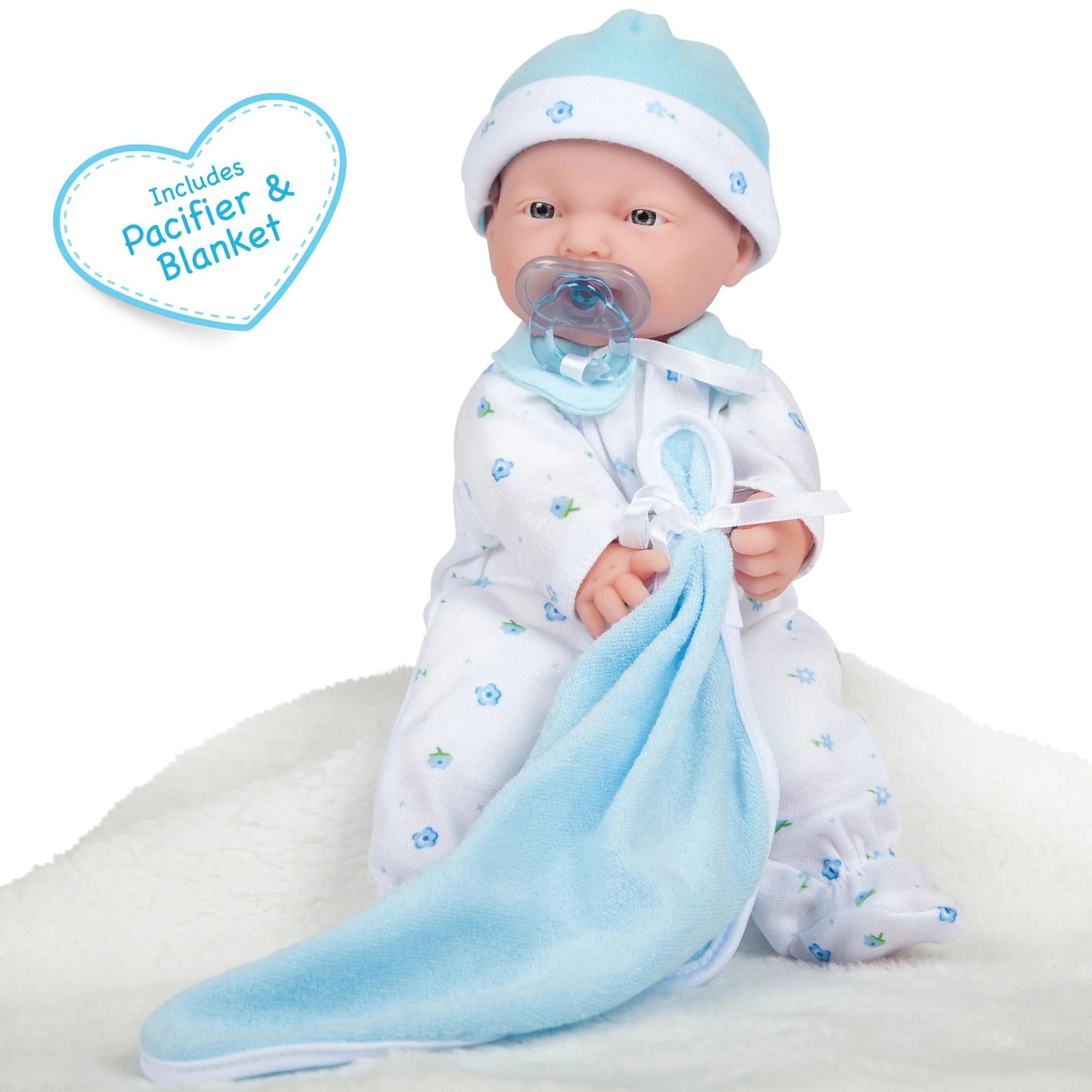 11 inch Soft Body Baby Doll in Blue With Realistic Features