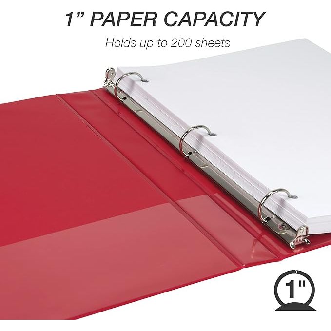 Economy 1 Inch 3 Ring Binder- Red