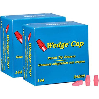 Wedgecap Erasers, 144 Per Pack, 2 Packs