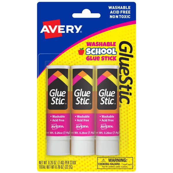 Avery® Glue Stic™, Washable, Nontoxic, Permanent Adhesive, 0.26 oz