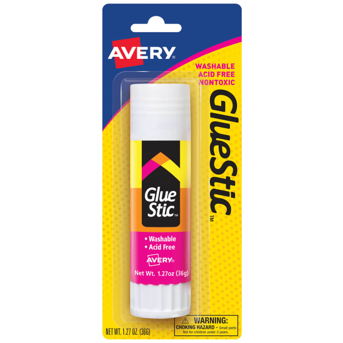 Avery® Glue Stic™, Washable, Nontoxic, Permanent Adhesive, 1.27 oz., 1 Stick