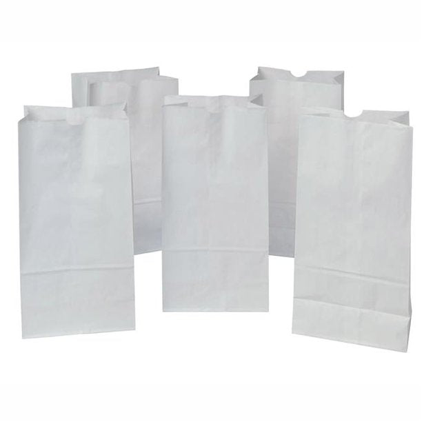 Kraft Bag, White, 7-1/8" x 4-3/8" x 14", 50 Bags Per Pack, 2 Packs