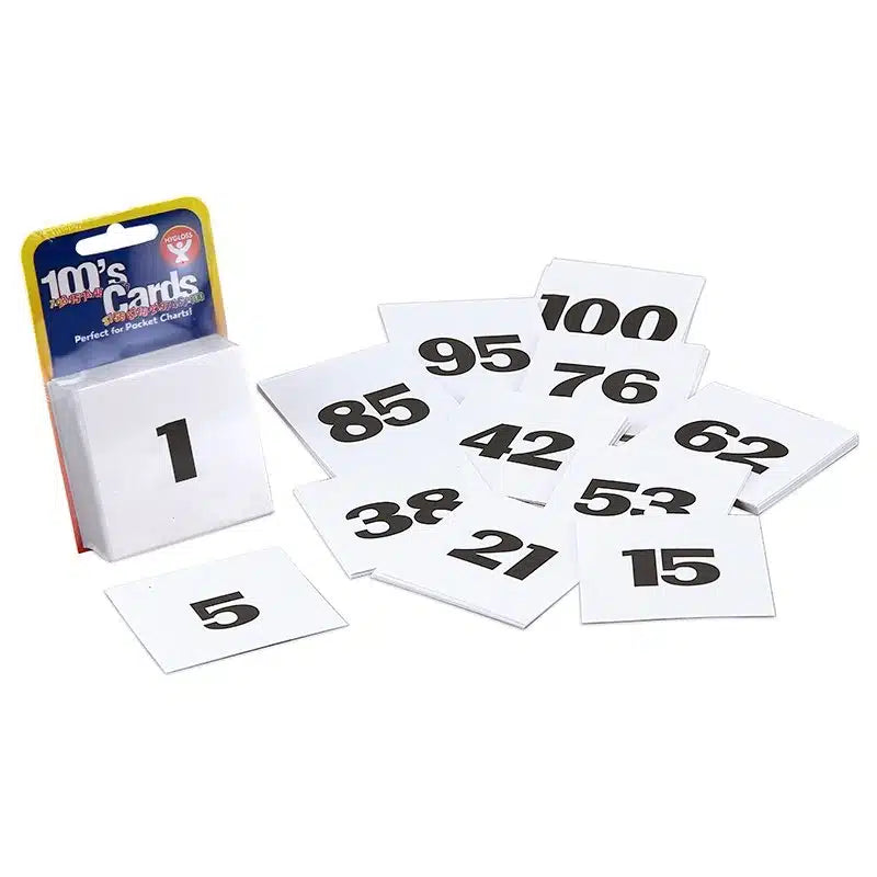 Pocket Chart Number Cards, 2" x 2", 100 Per Pack, 6 Packs