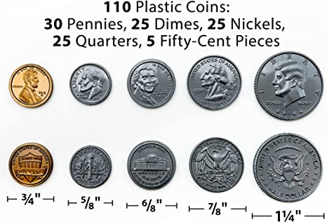 Play Money: Assorted Coins, Pack of 6