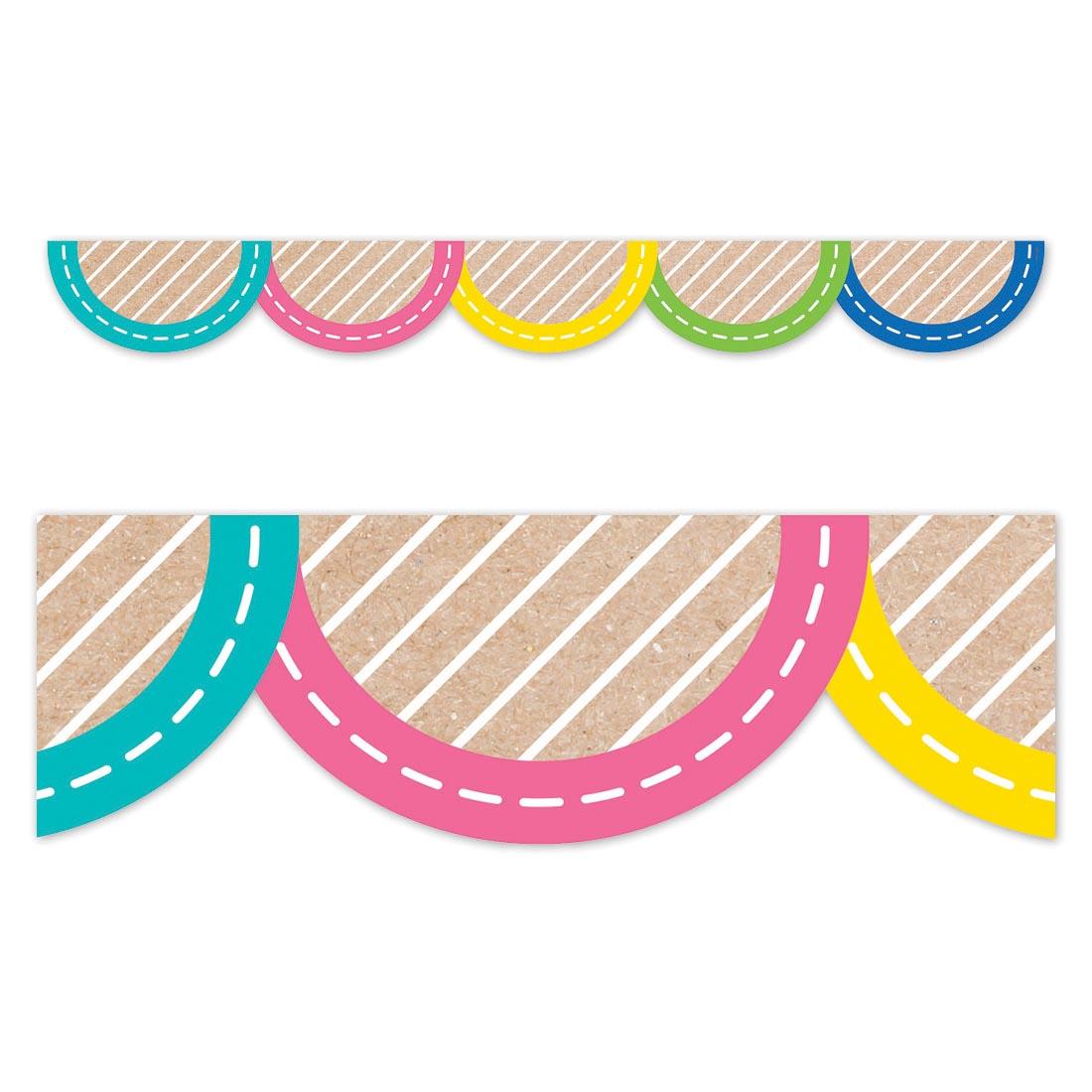 Krafty Pop Colorful Kraft Jumbo Scallops EZ Border, 48 Feet Per Pack, 3 Packs