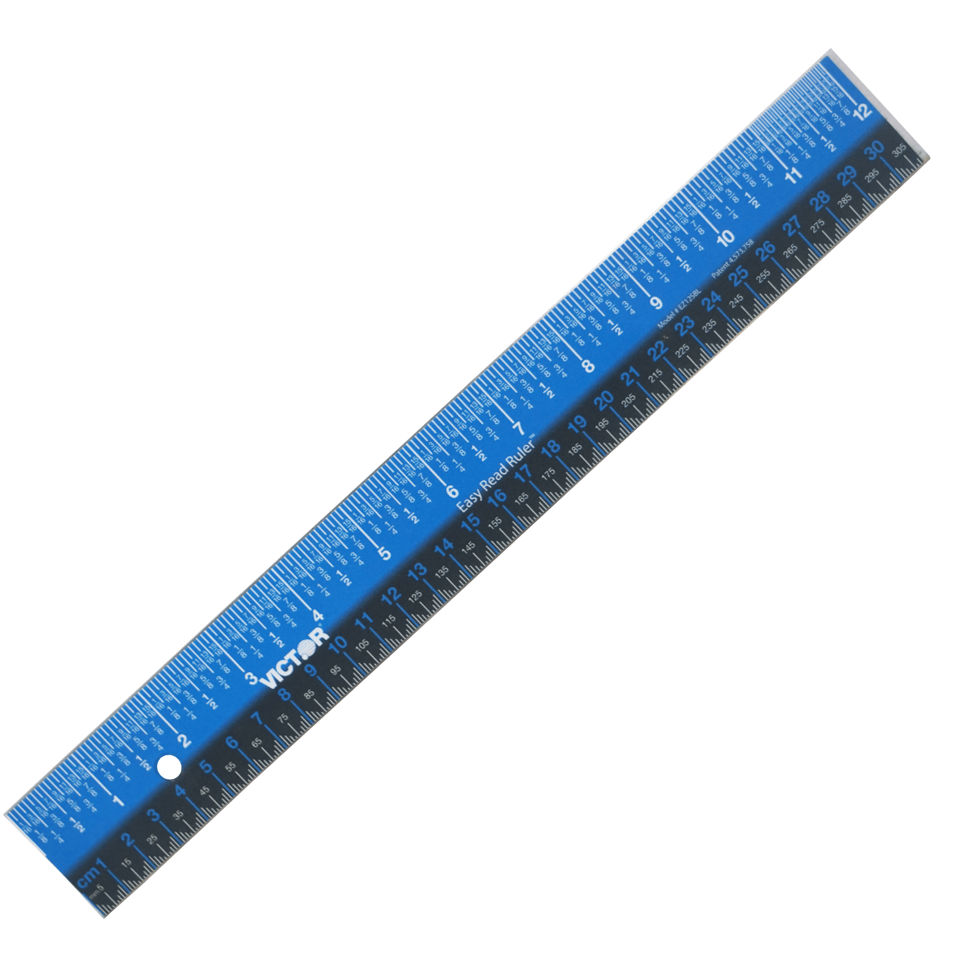 Easy Read™ Ruler, Stainless Steel, Blue/Black, 12", Pack of 3