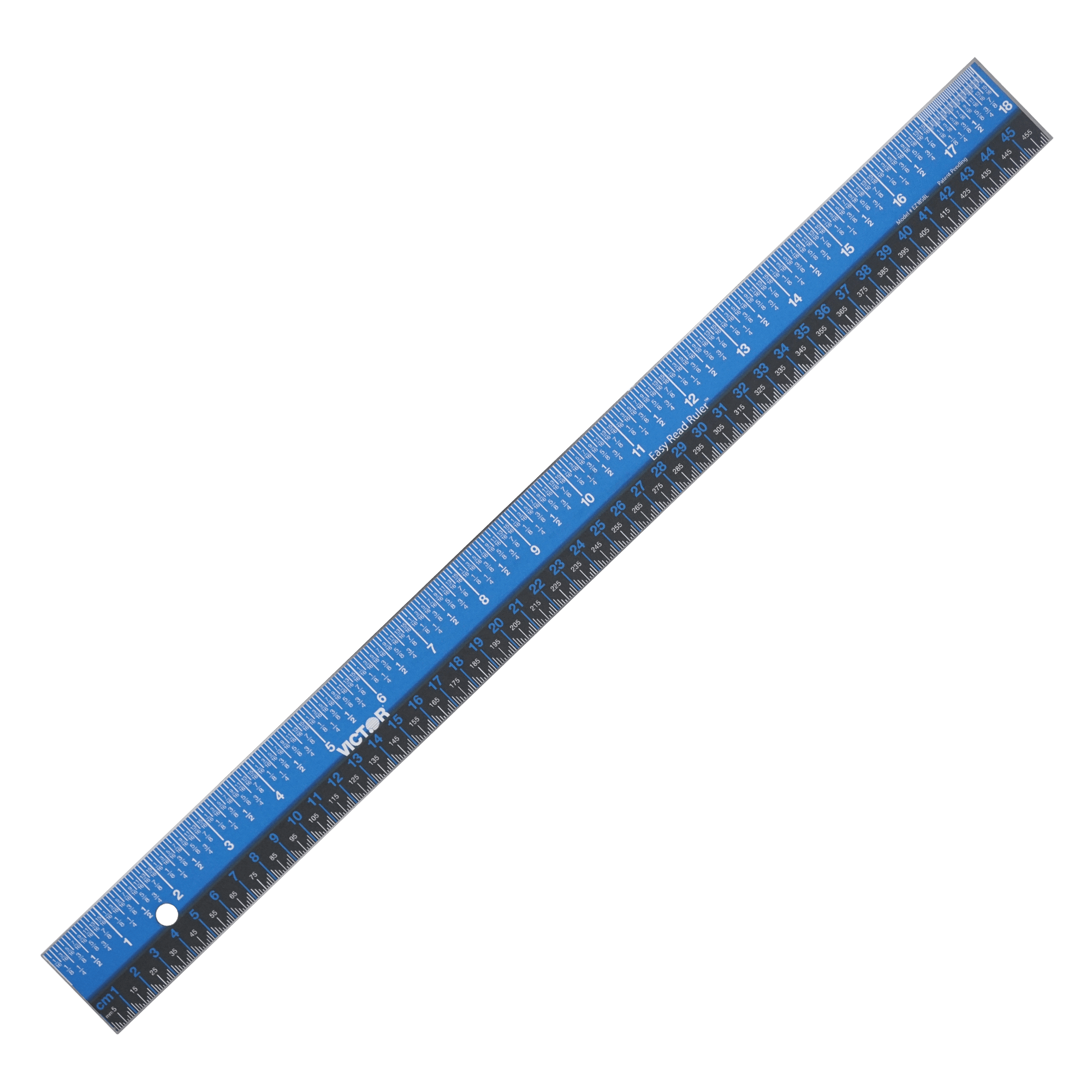 Easy Read™ Ruler, Stainless Steel, Blue/Black, 18", Pack of 3