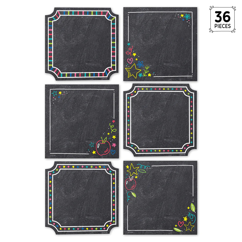 Colorful Chalk Cards 6 Inch Designer Cut-Outs, 36 Per Pack, 3 Packs