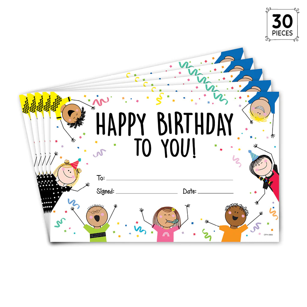 Stick Kids Happy Birthday Awards, 30 Per Pack, 6 Packs