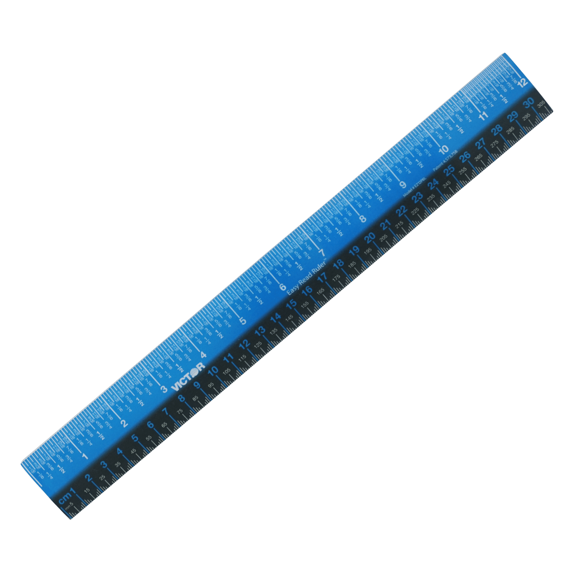 (6 Ea) 12in Blue Ruler, Plastic, Blk