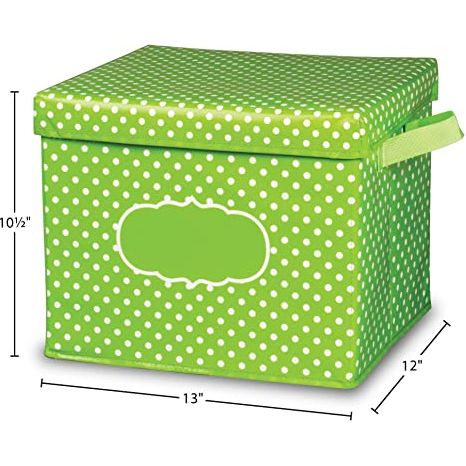 Lime Polka Dots Storage Box, Pack of 2