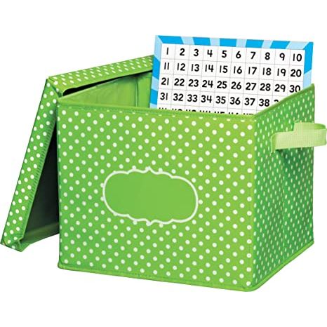 Lime Polka Dots Storage Box, Pack of 2