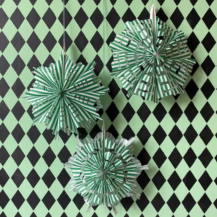 Paper Bag Fan Kit - Pack of 6 - Green & White