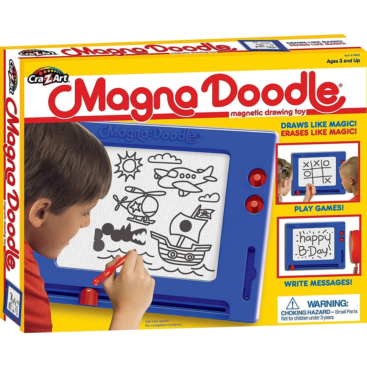 Cra-Z-Art Retro Magna Doodle Magnetic Drawing Board for kids 3 and up, Blue/White