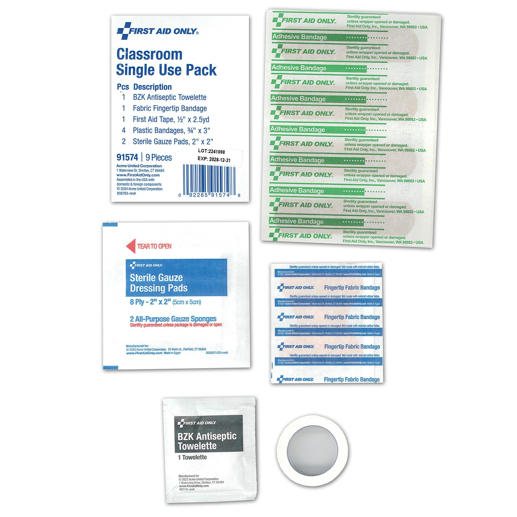 Classroom Single Use First Aid Kits, 10-Pack