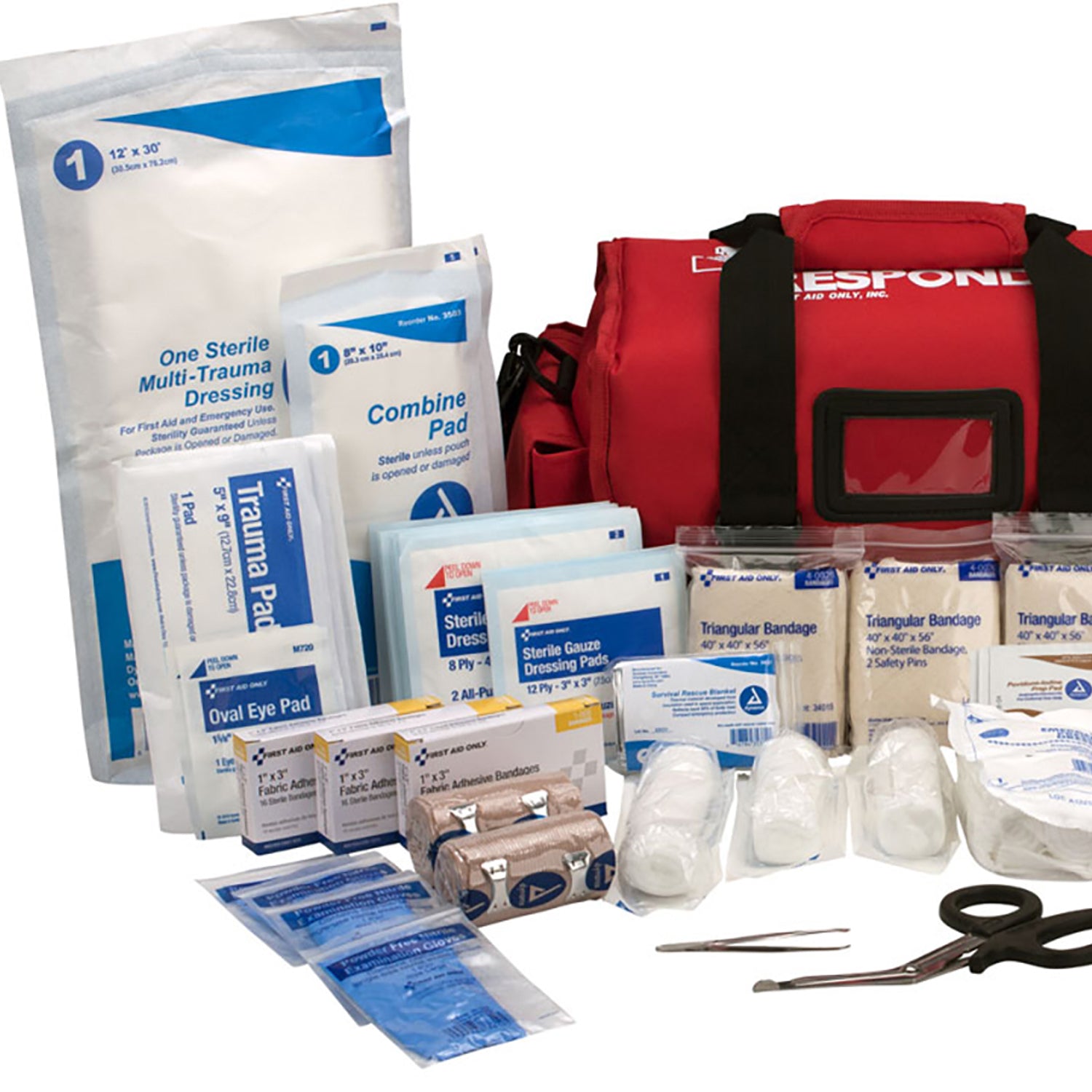 First Responder Kit, Large Fabric Bag, 158 Pieces