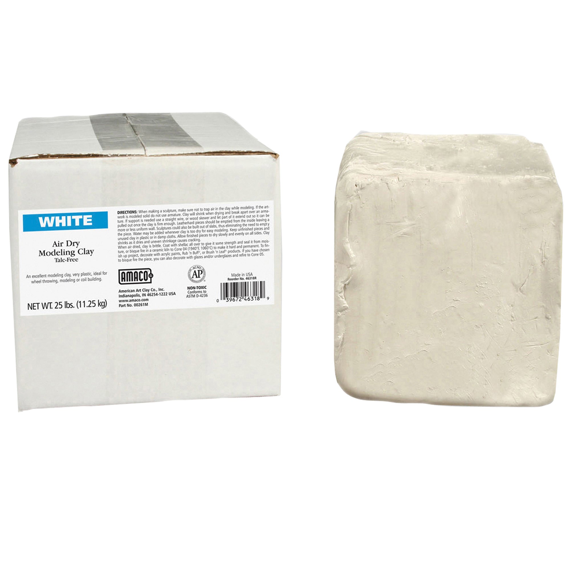 Air Dry Clay, White, 25 lbs.