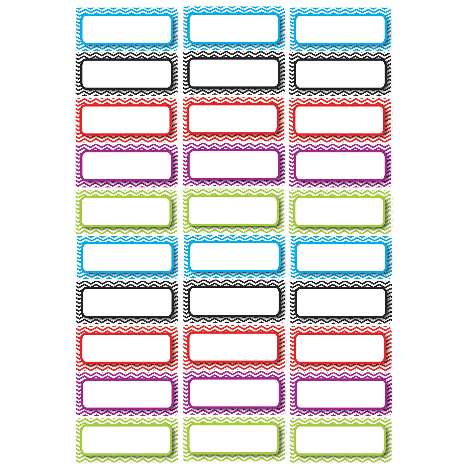 Die-Cut Magnetic Foam Color Chevron Labels/Nameplates, 30 Per Pack, 3 Packs