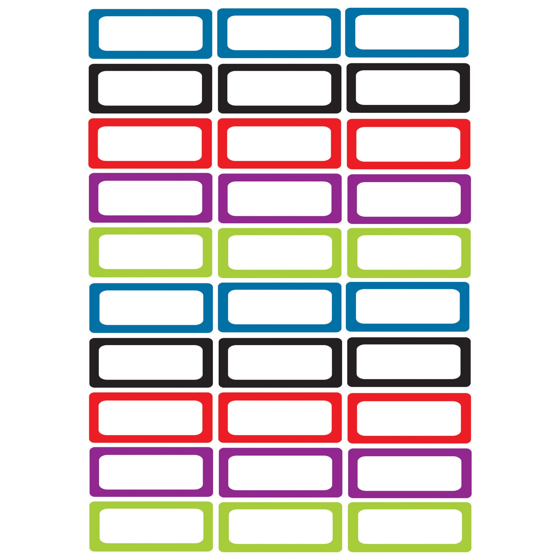 Die-Cut Magnetic Foam Assorted Color Labels/Nameplates, 30 Per Pack, 3 Packs