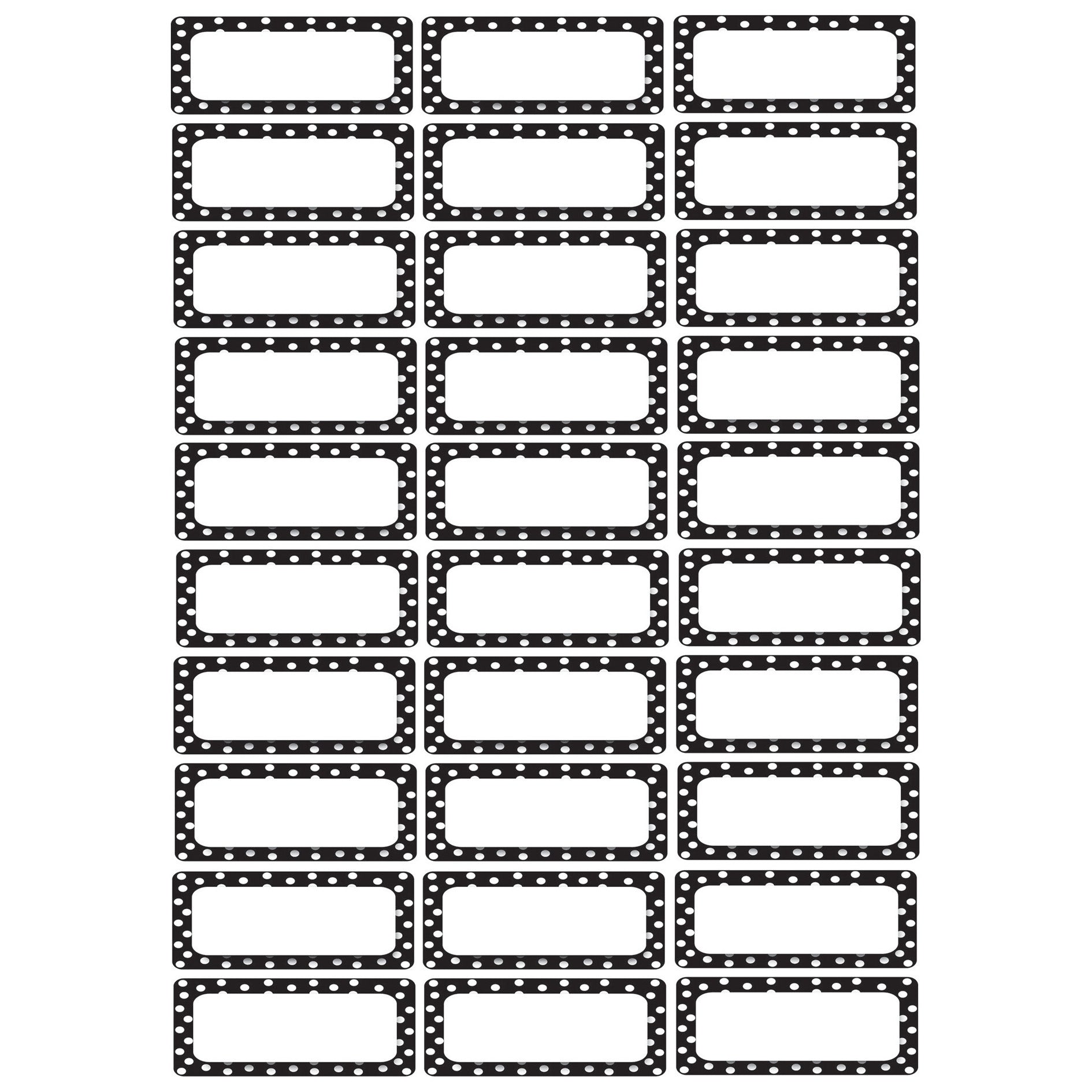 Die-Cut Magnetic Foam Black & White Dots Labels/Nameplates, 30 Per Pack, 3 Packs