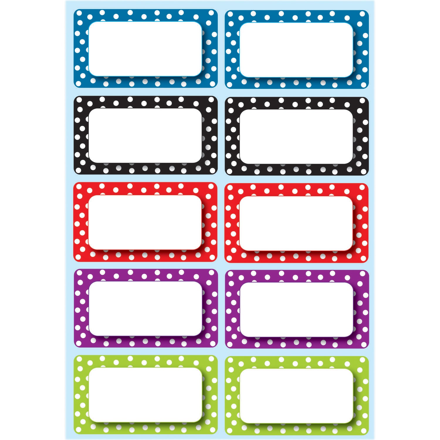 Die-Cut Magnetic Colorful Dots Labels/Nameplates, 10 Per Pack, 6 Packs