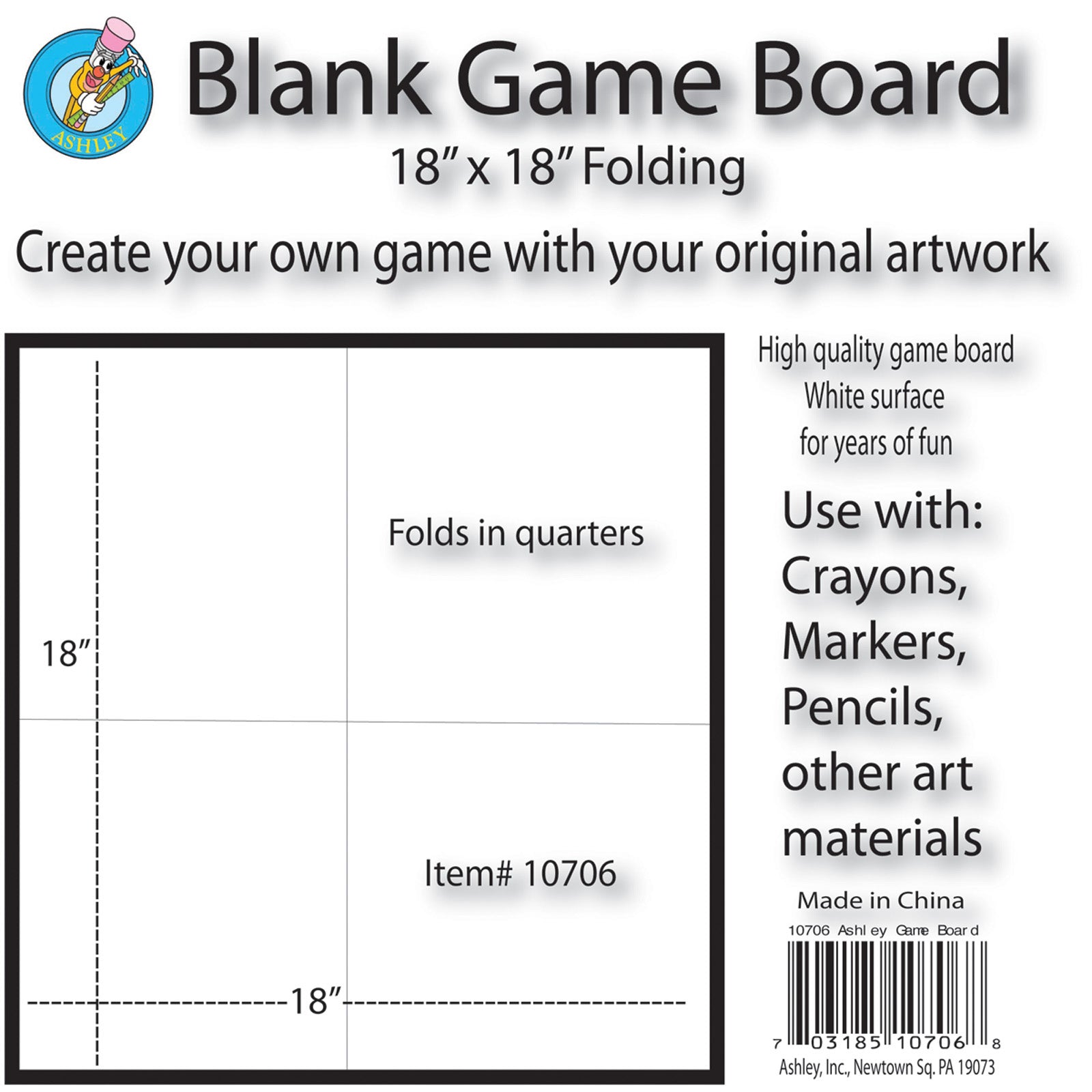 Folding Blank Game Board, 18" x 18", Pack of 3