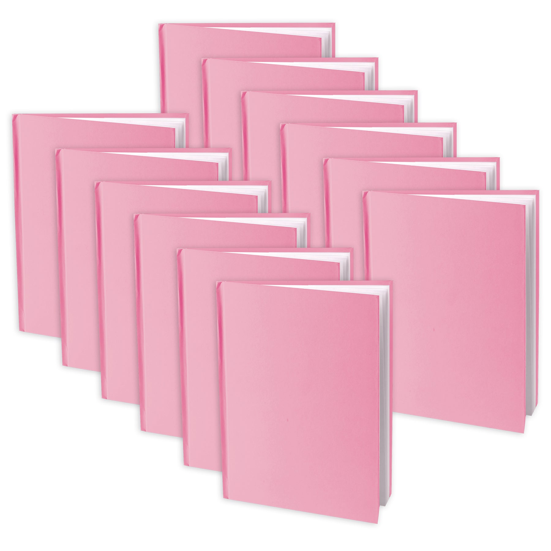 Pink Hardcover Blank Book, White Pages, 8"H x 6"W Portrait, 14 Sheets/28 Pages, Pack of 12