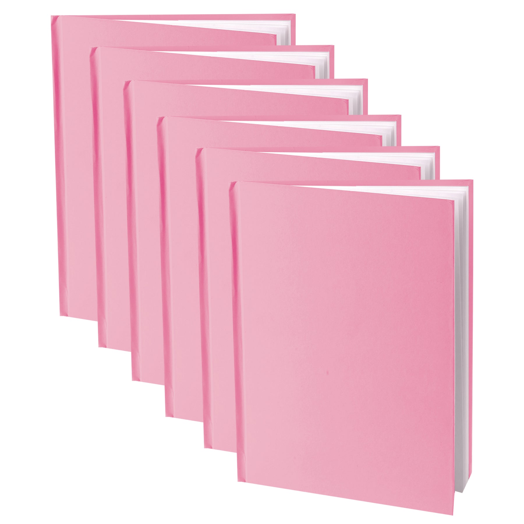 Pink Hardcover Blank Book, White Pages, 11"H x 8-1/2"W Portrait, 14 Sheets/28 Pages, Pack of 6