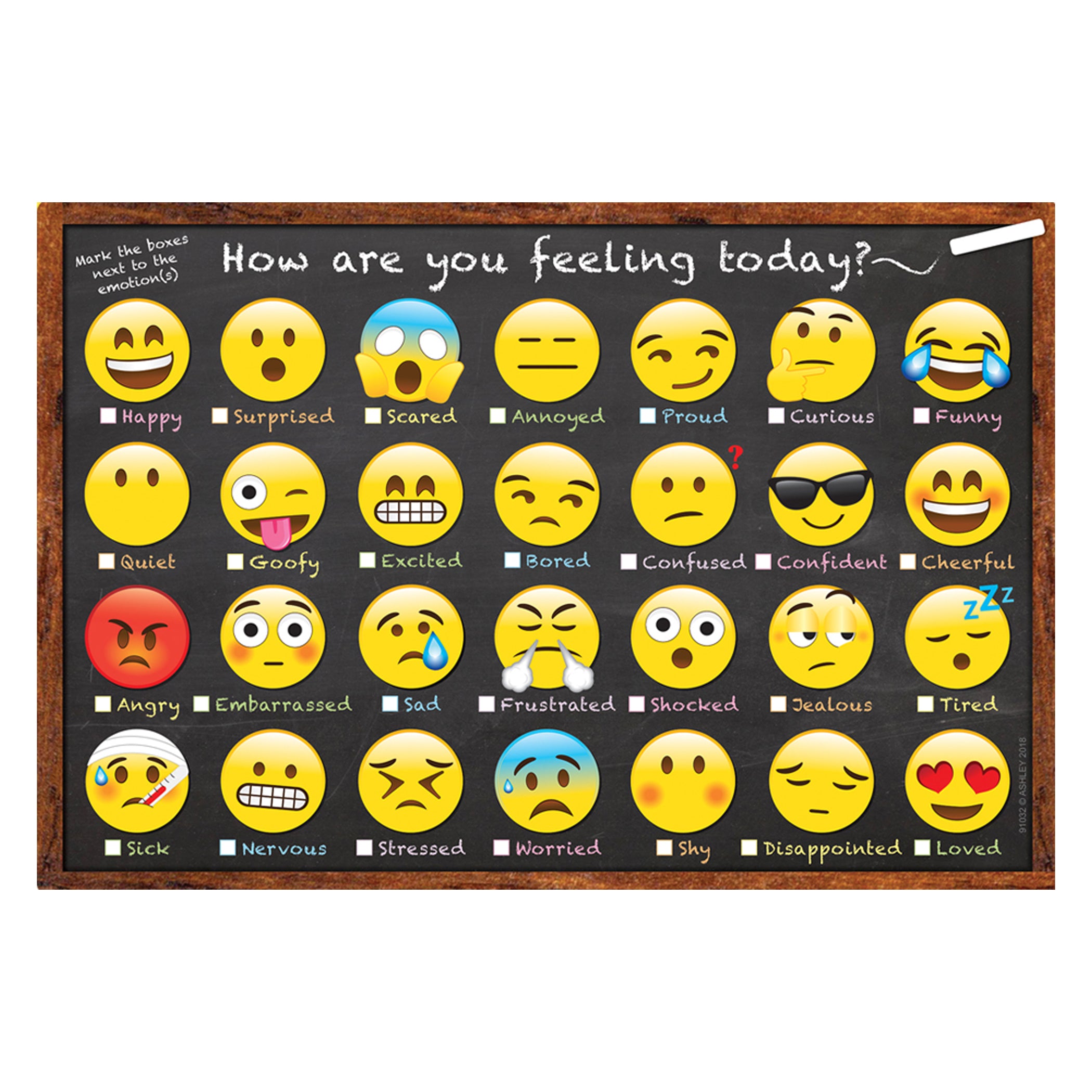 Smart Poly™ Chart, 13" x 19", Emotions Icon How Are You Feeling, Pack of 10