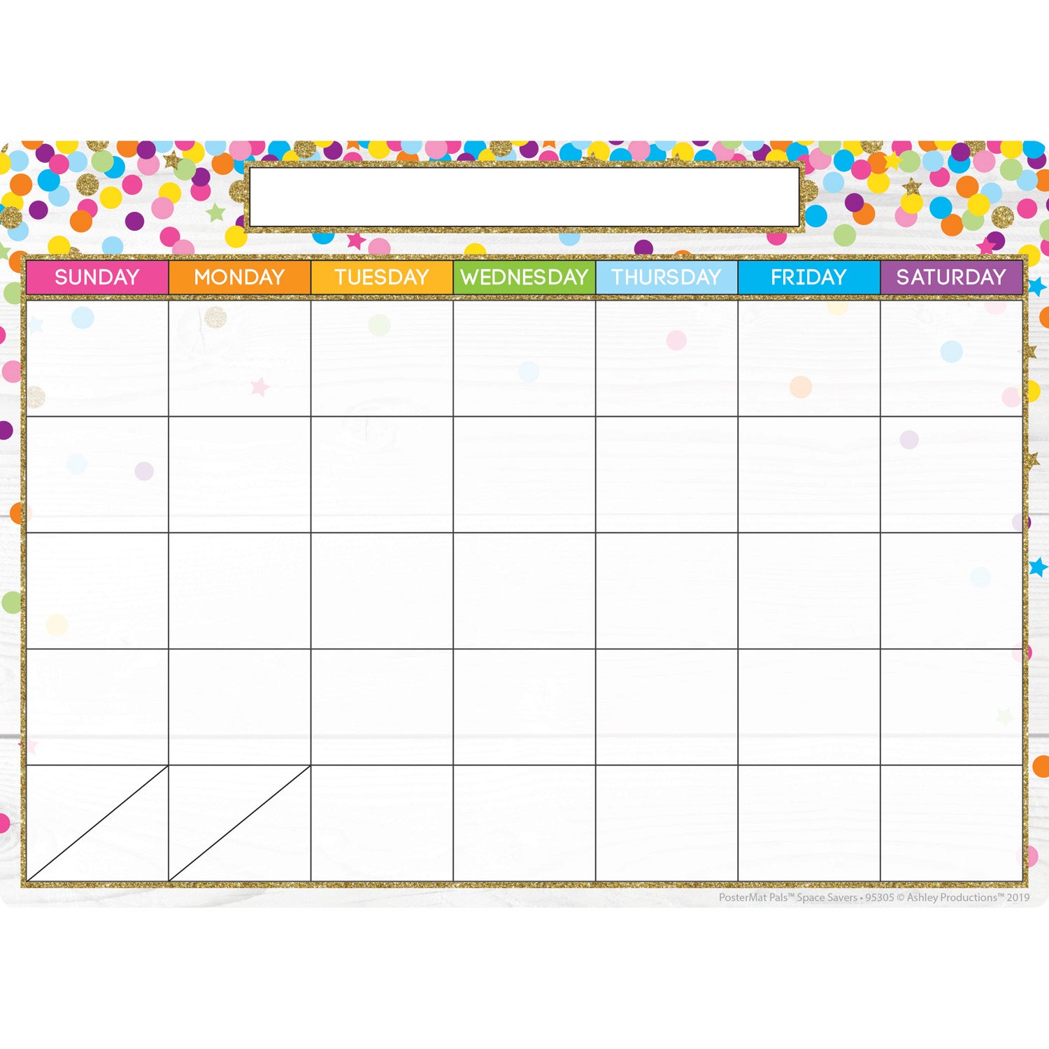 Smart Poly Single Sided PosterMat Pals Space Savers, Calendar Confetti Style, 13" x 9.5", 12 Per Pack