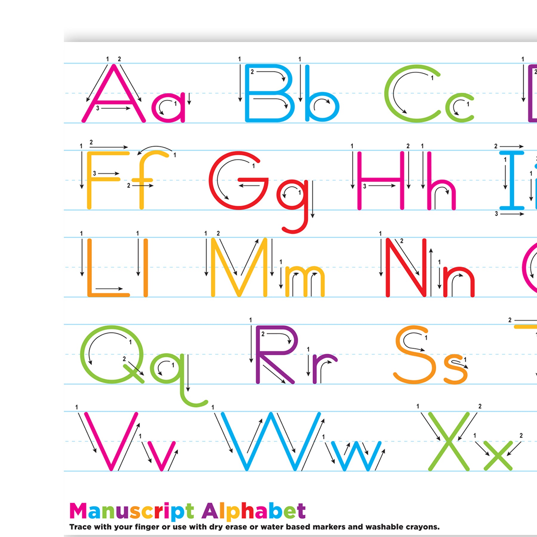 Placemat Studio™ Smart Poly® Manuscript Handwriting Learning Placemat, 13" x 19", Single Sided, Pack of 10