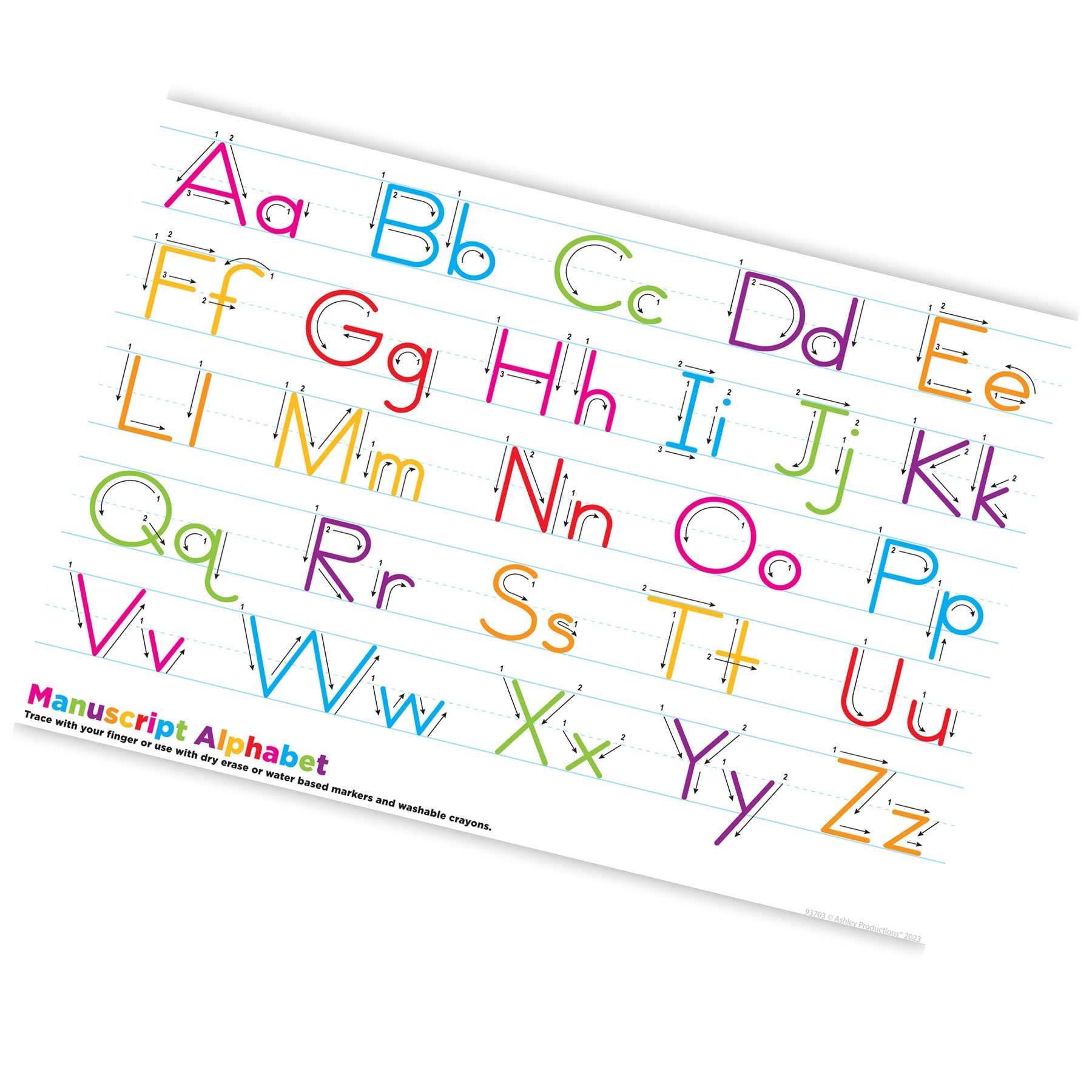 Placemat Studio™ Smart Poly® Manuscript Handwriting Learning Placemat, 13" x 19", Single Sided, Pack of 10