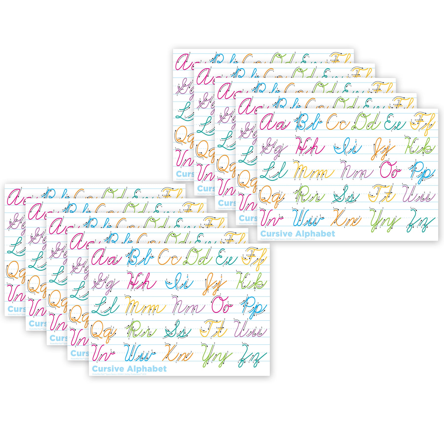 Smart Poly® PosterMat Pals™ Space Savers, 13" x 9-1/2", Traditional Cursive, Pack of 10