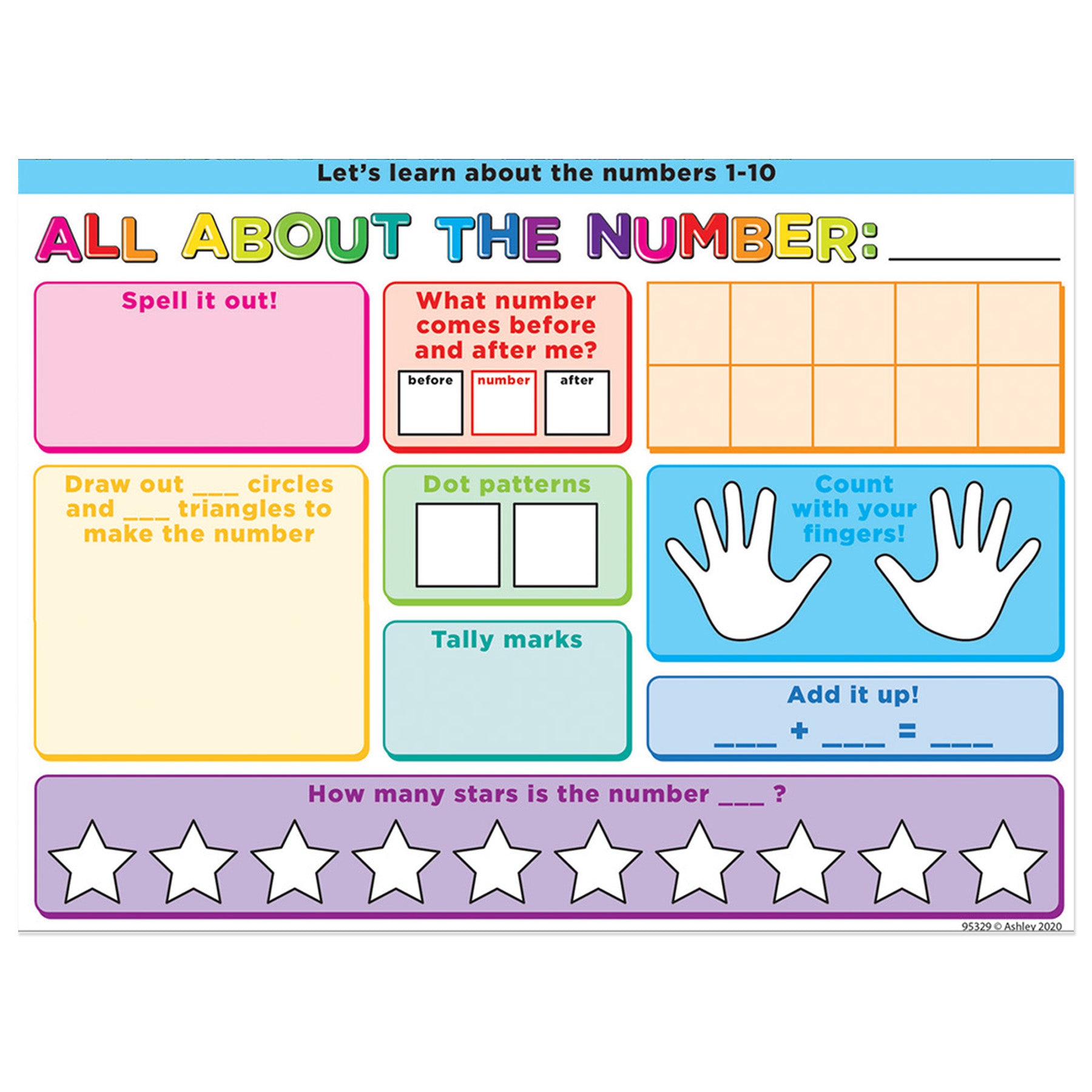 Smart Poly® PosterMat Pals™ Space Savers, 13" x 9-1/2", All About the Number, Pack of 10