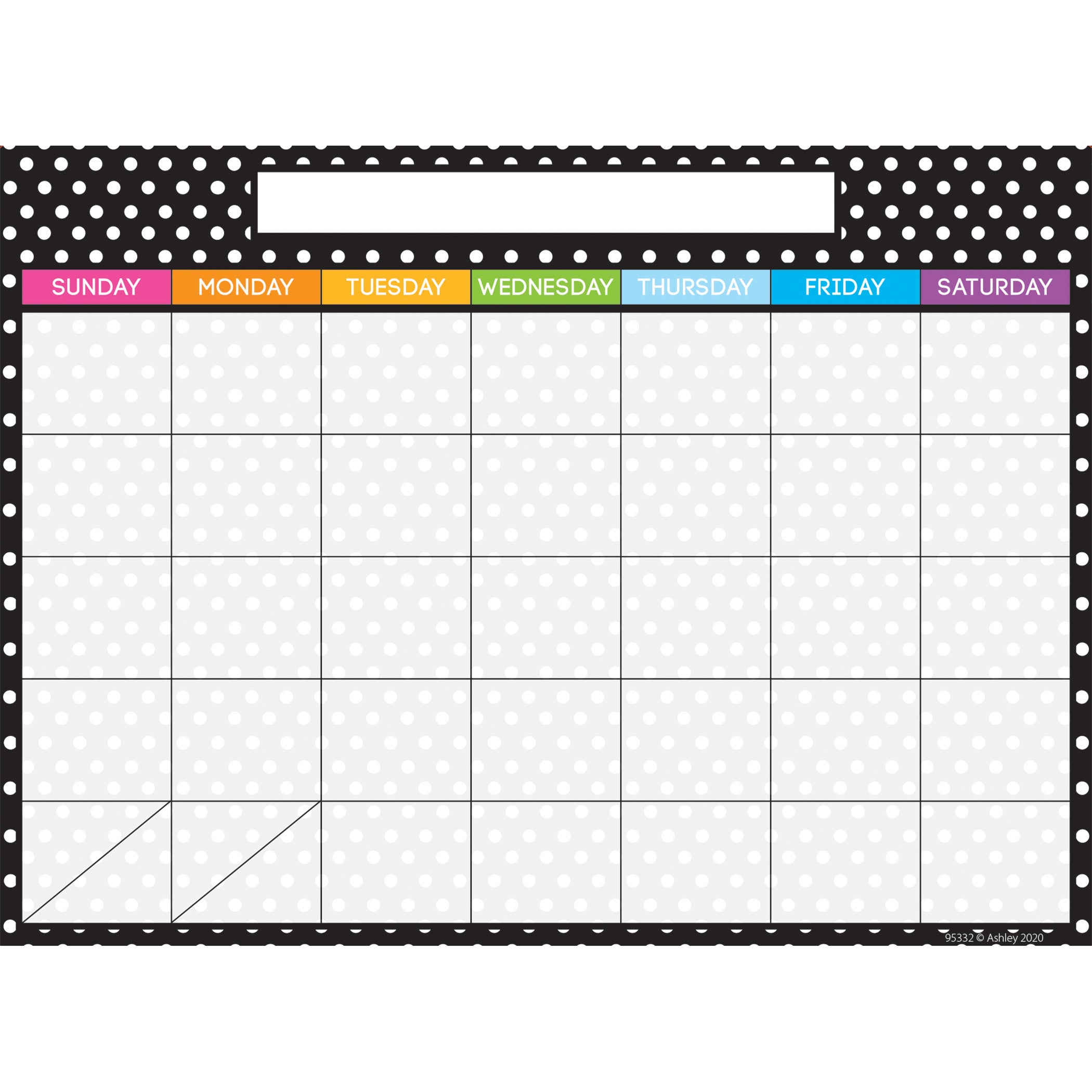 Smart Poly® PosterMat Pals™ Space Savers, 13" x 9-1/2", BW Dots Calendar, Pack of 10