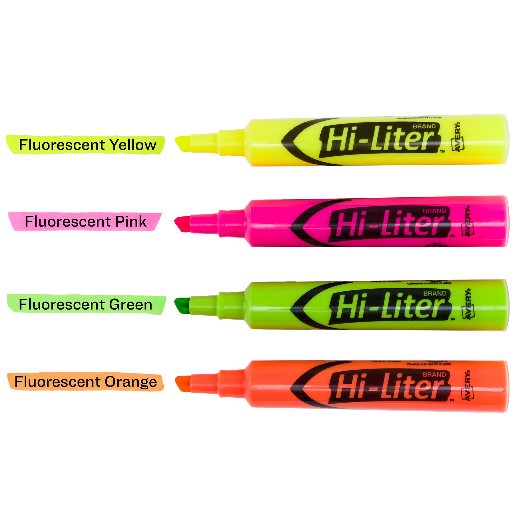 Hi-Liter® Desk-Style Highlighters, Assorted Colors, Smear Safe™, Nontoxic, 4 Per Pack, 4 Packs