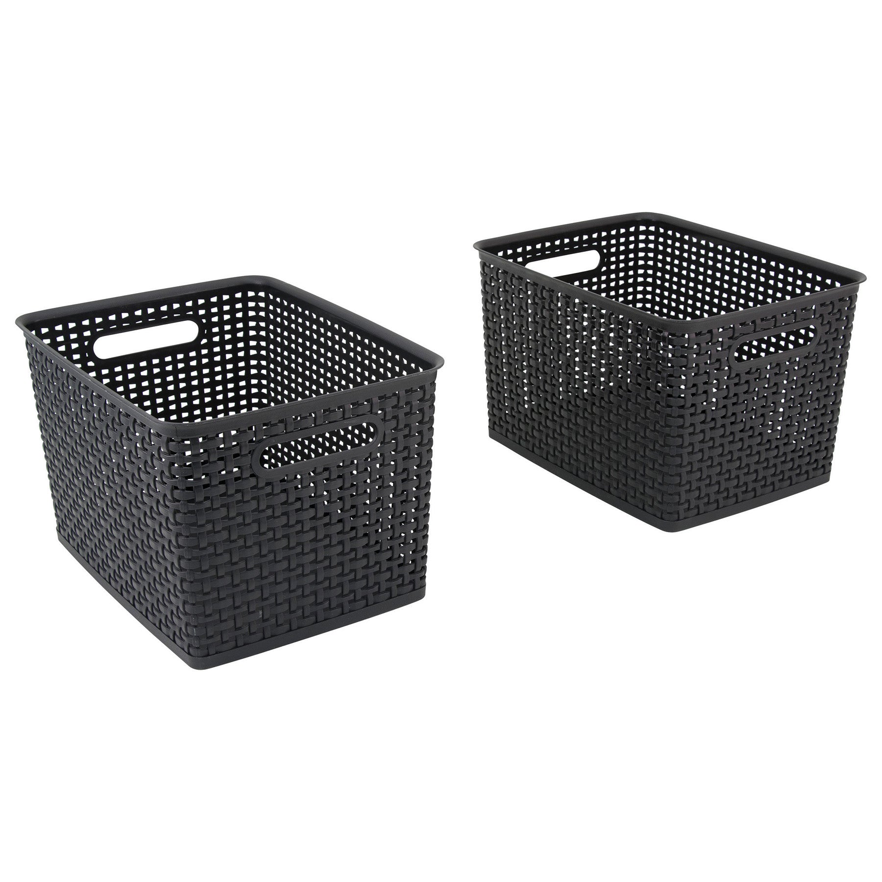 Black Plastic Weave Bins, Large, Pack of 2