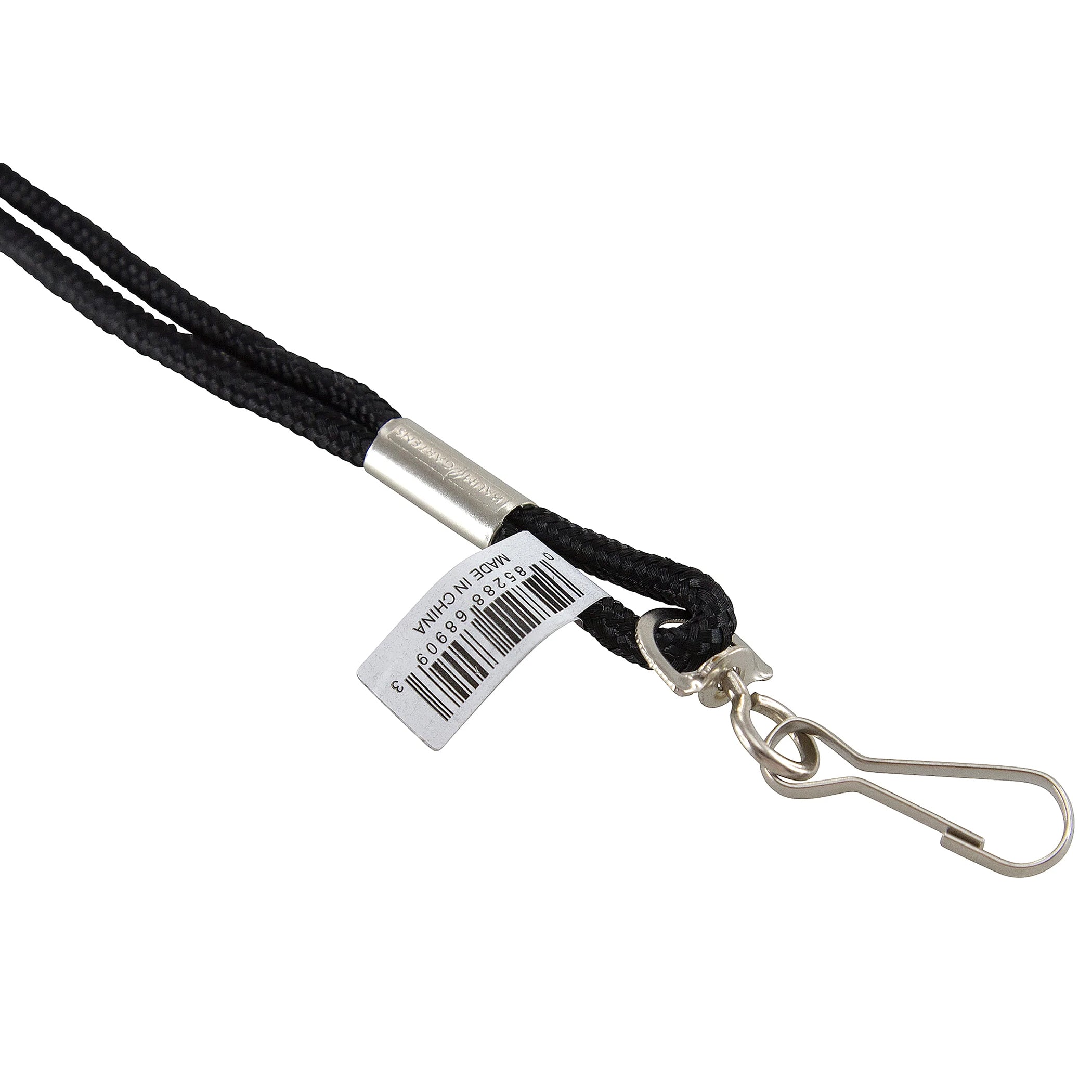 Standard Lanyard Hook Rope Style, Black, Pack of 24