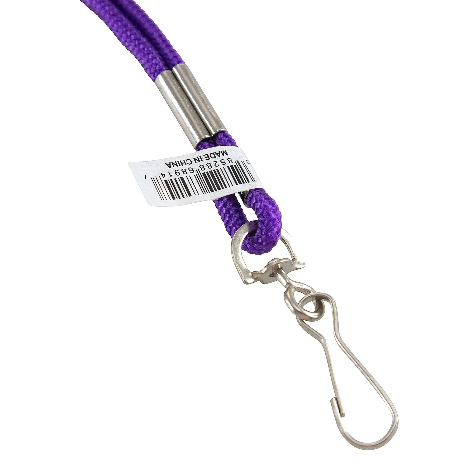 Standard Lanyard Hook Rope Style, Purple, Pack of 24