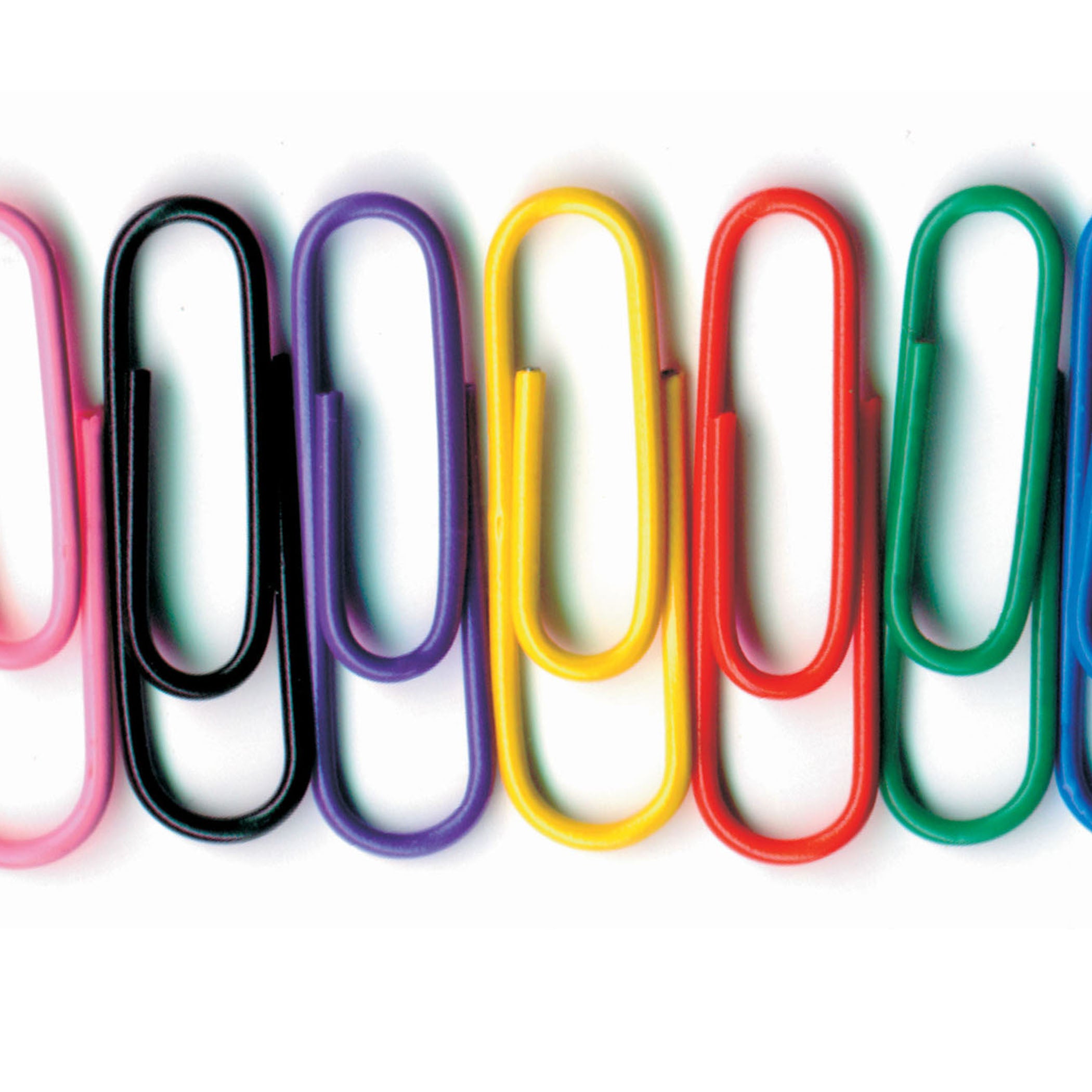 Vinyl-Coated Paper Clips, No. 1 Standard Size, 100 Per Pack, 10 Packs