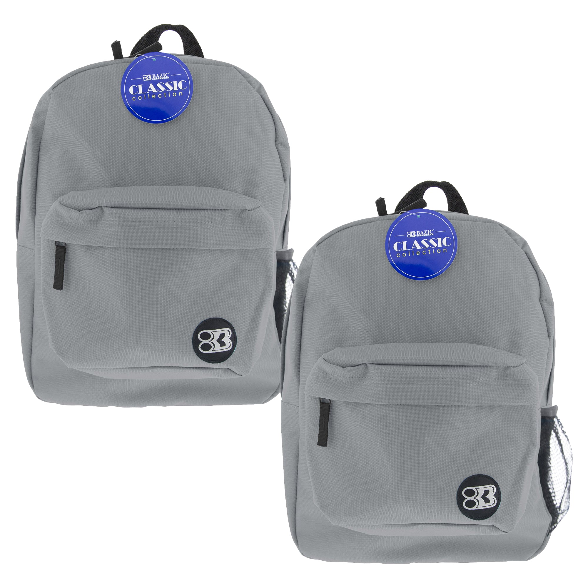 17" Classic Backpack, Gray, Pack of 2