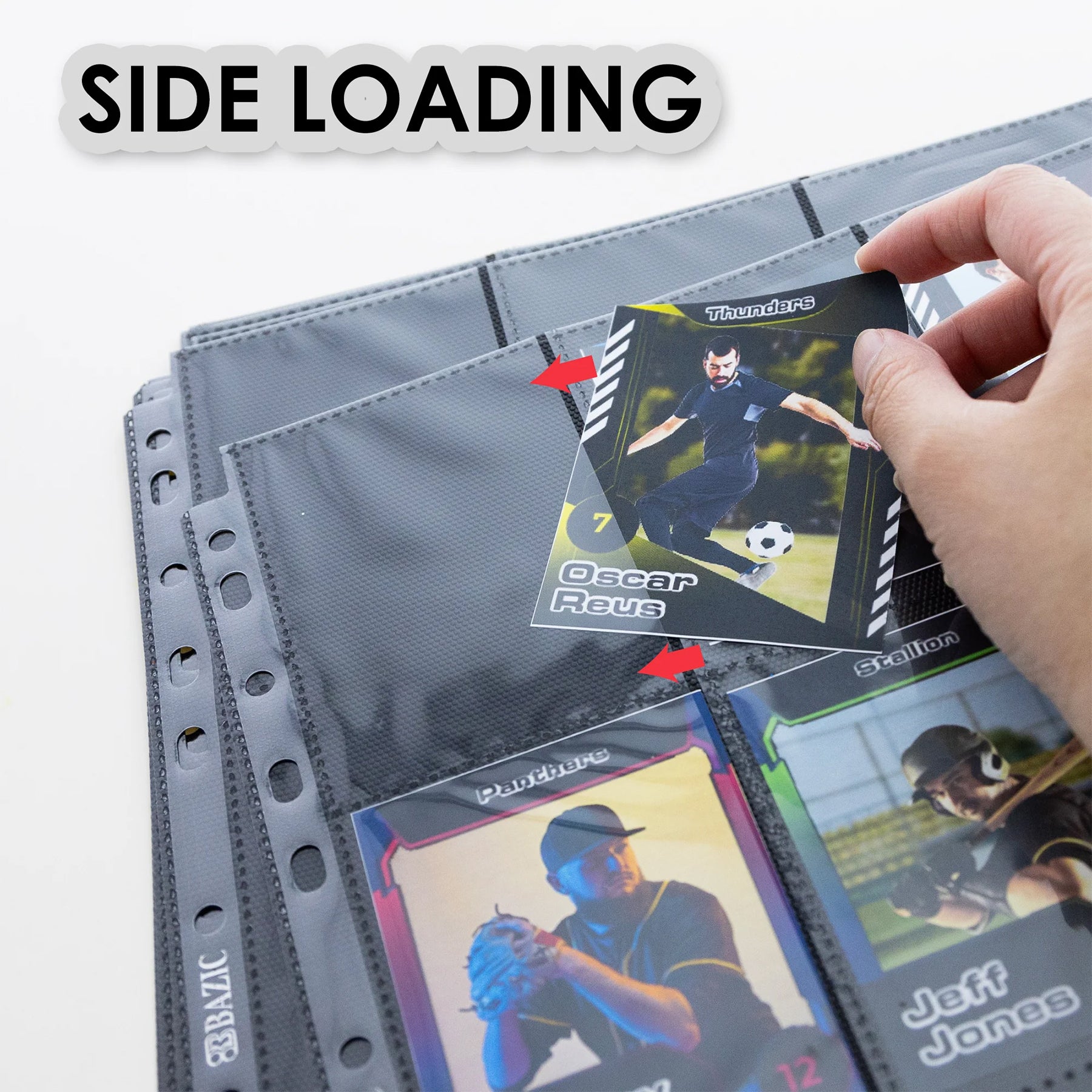 Side Loading 9-Pocket Double Sided Sports Card Holder, Pack of 100